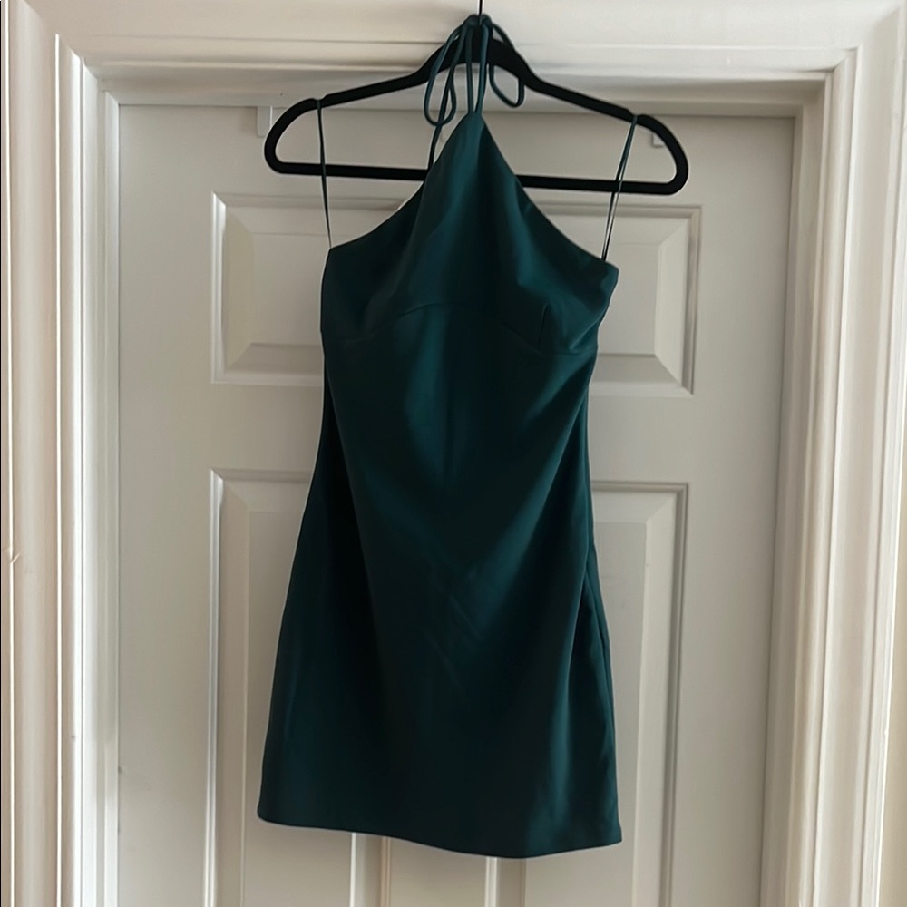 Lulus Olia Dark Green Halter Mini Dress - Size Large